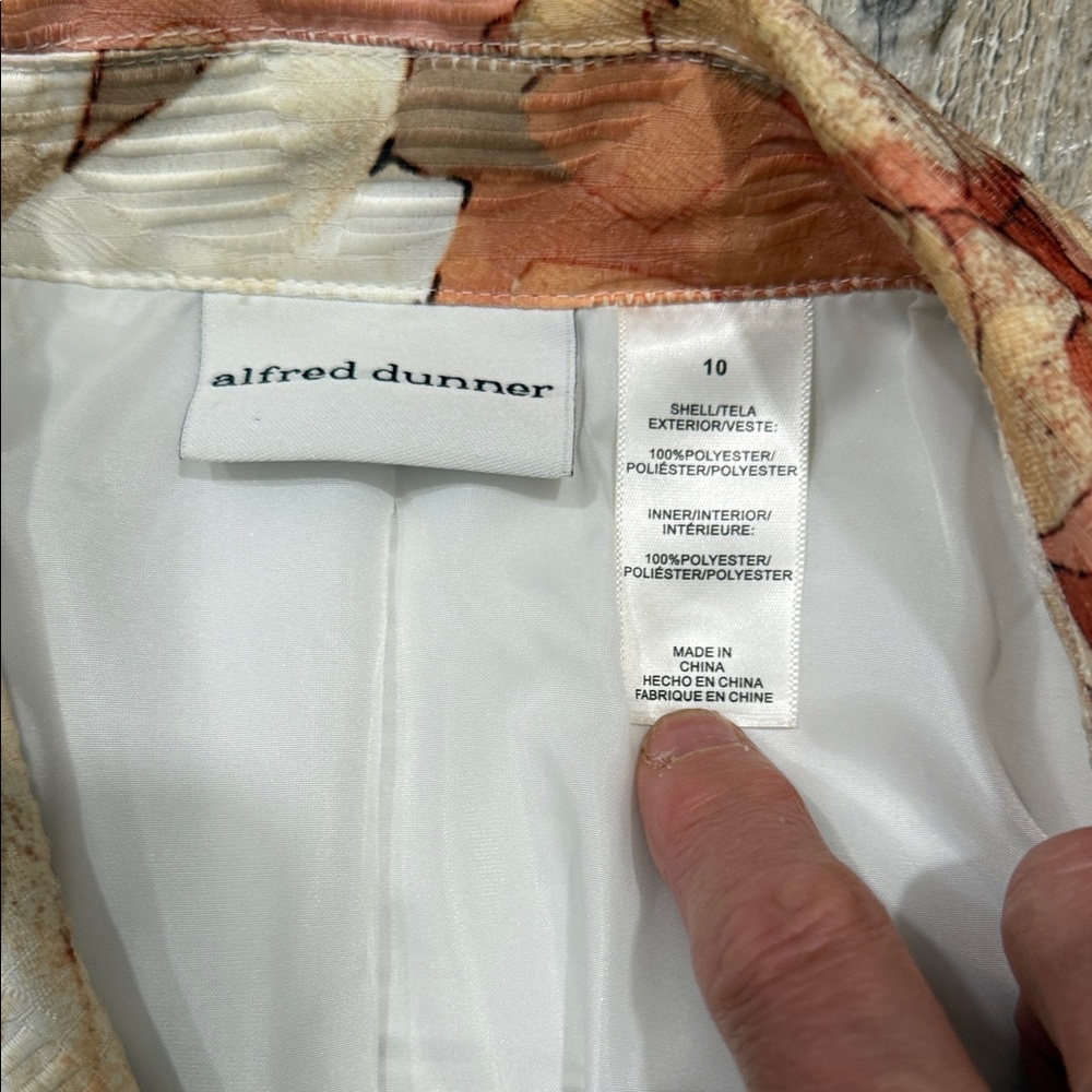 Alfred Dunner Beige and Orange Floral Blazer Jacket - Picture 2 of 8